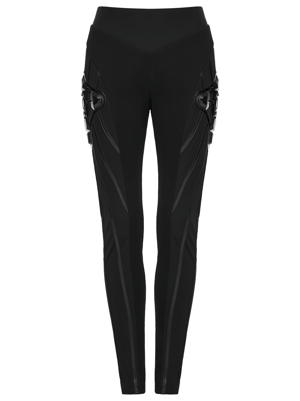 Black Cyberpunk Panel Leggings with 3D Side Armor