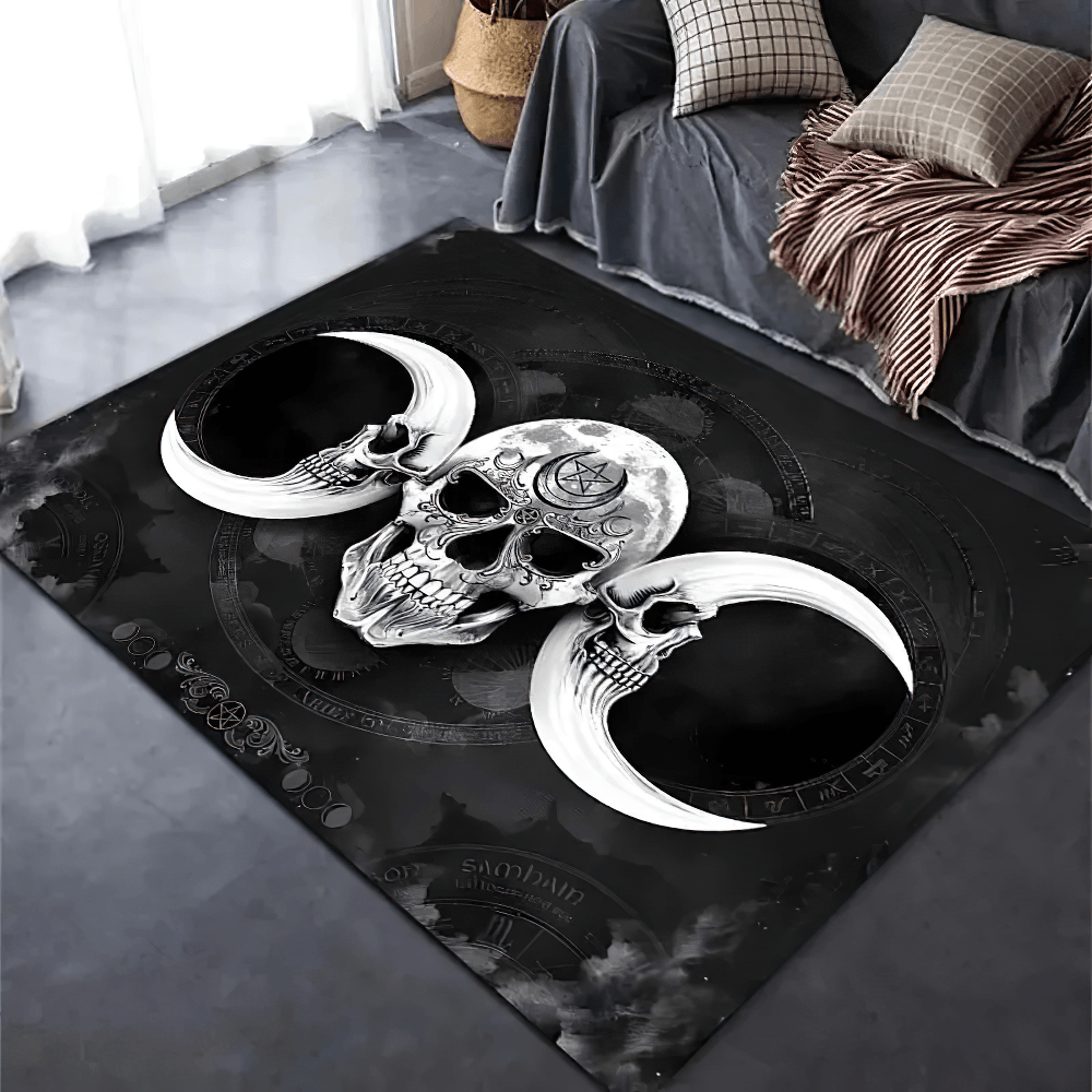 Black Dark Gothic Occult Area Rug for Room Decor