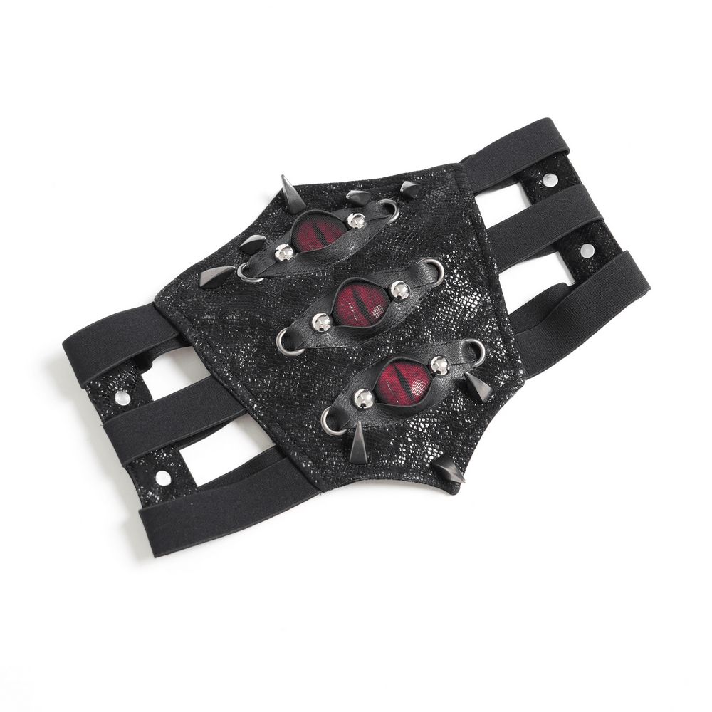 Black Dark Gothic Waist Belt with Red Eye Accents