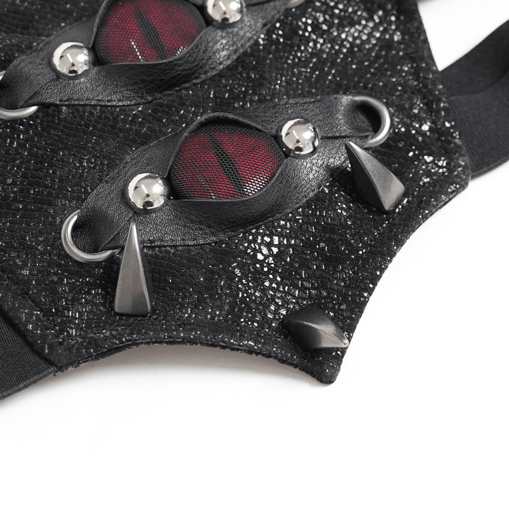 Black Dark Gothic Waist Belt with Red Eye Accents