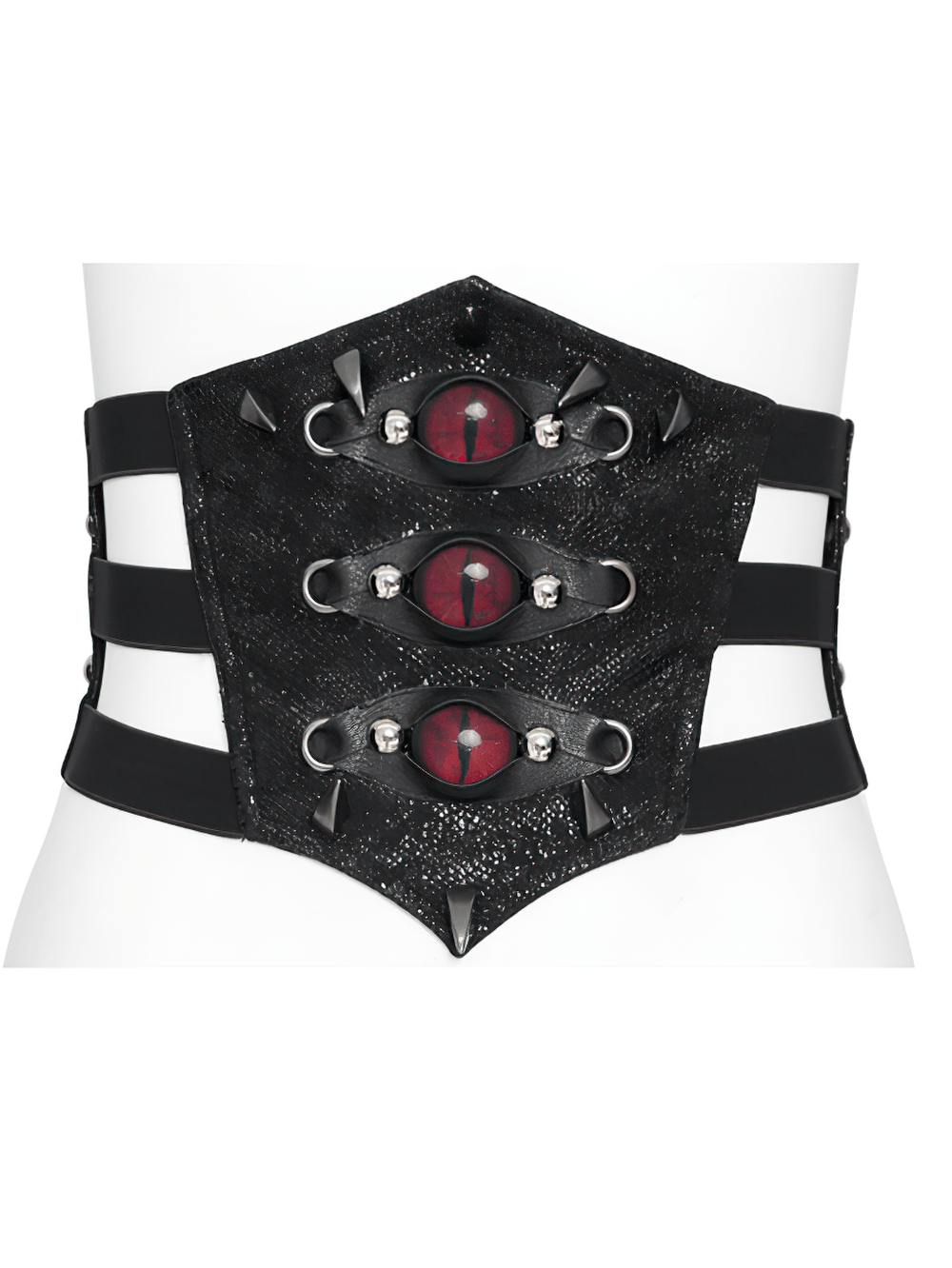 Black Dark Gothic Waist Belt with Red Eye Accents