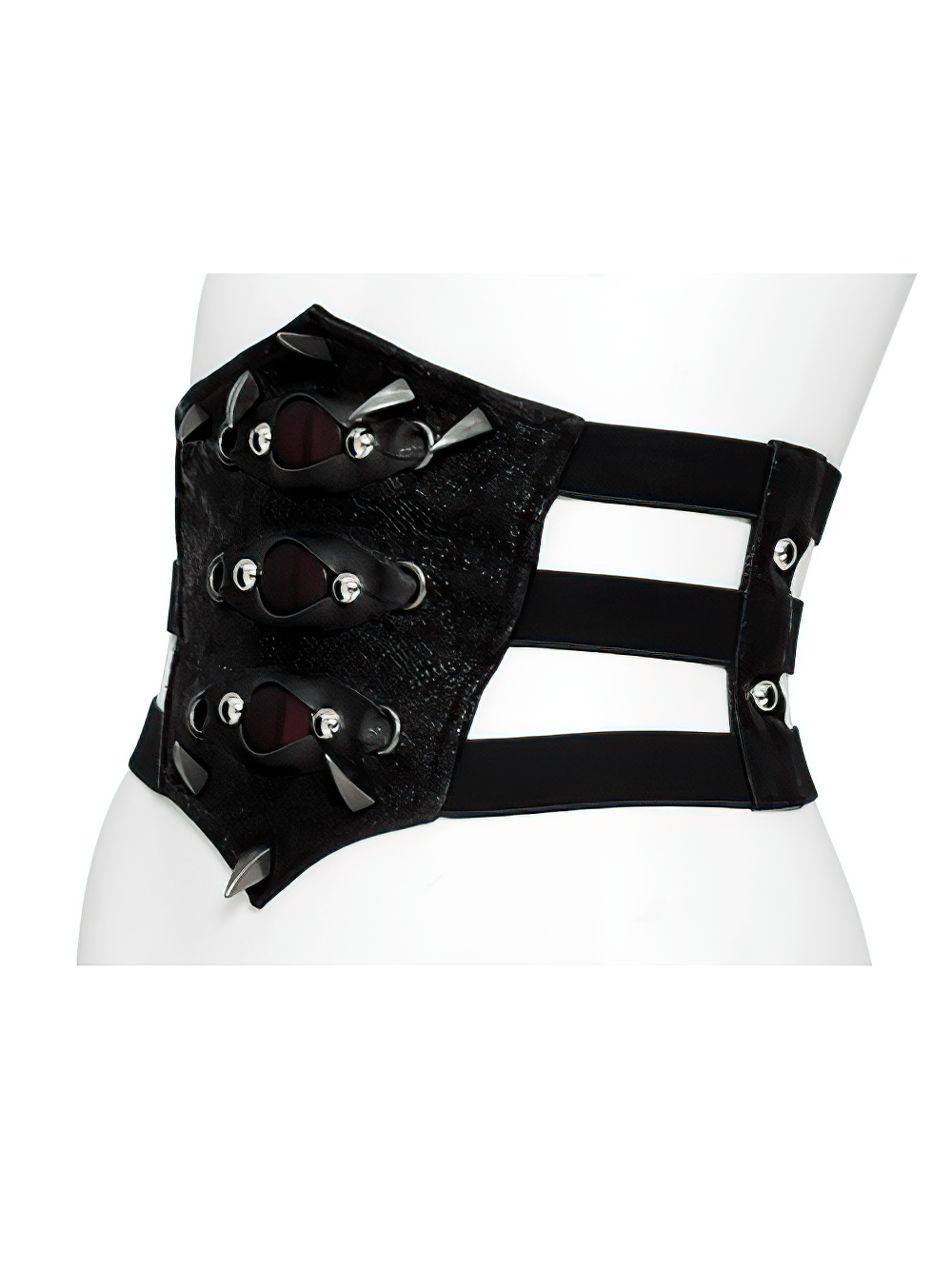 Black Dark Gothic Waist Belt with Red Eye Accents