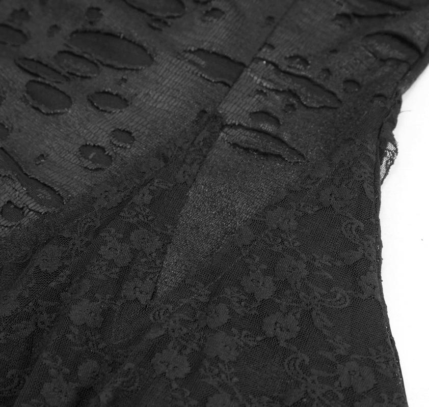 Black 'Dragon Spine' Gothic Dress / Women's Dark Shadow Long Sleeve Irregular Hem Dress