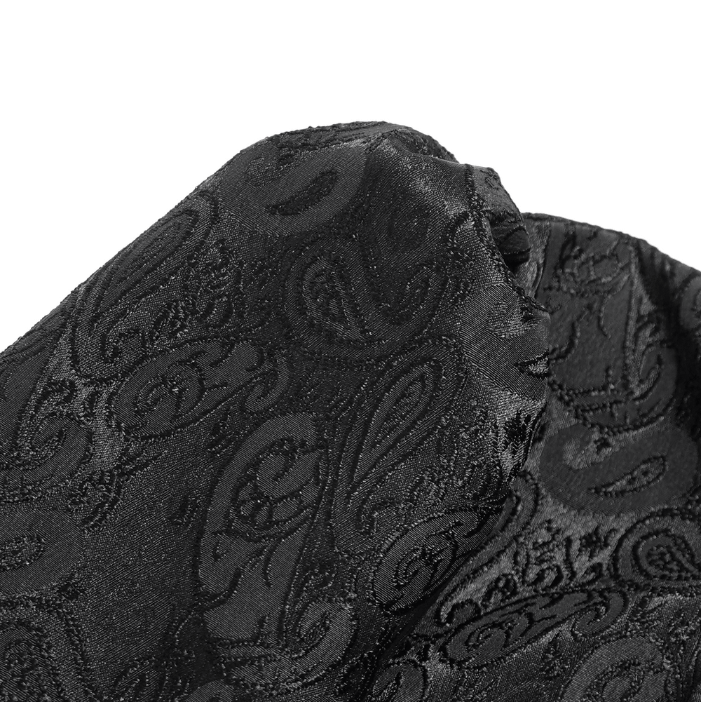 Black Gothic Brocade Shirt with Ruffles and Lace
