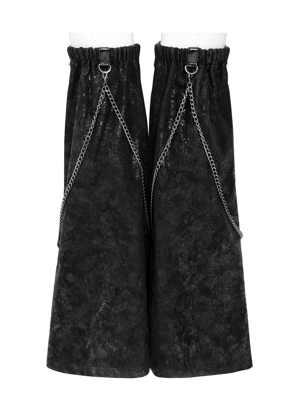 Black Gothic Chain Gaiters with Zippers and Spikes