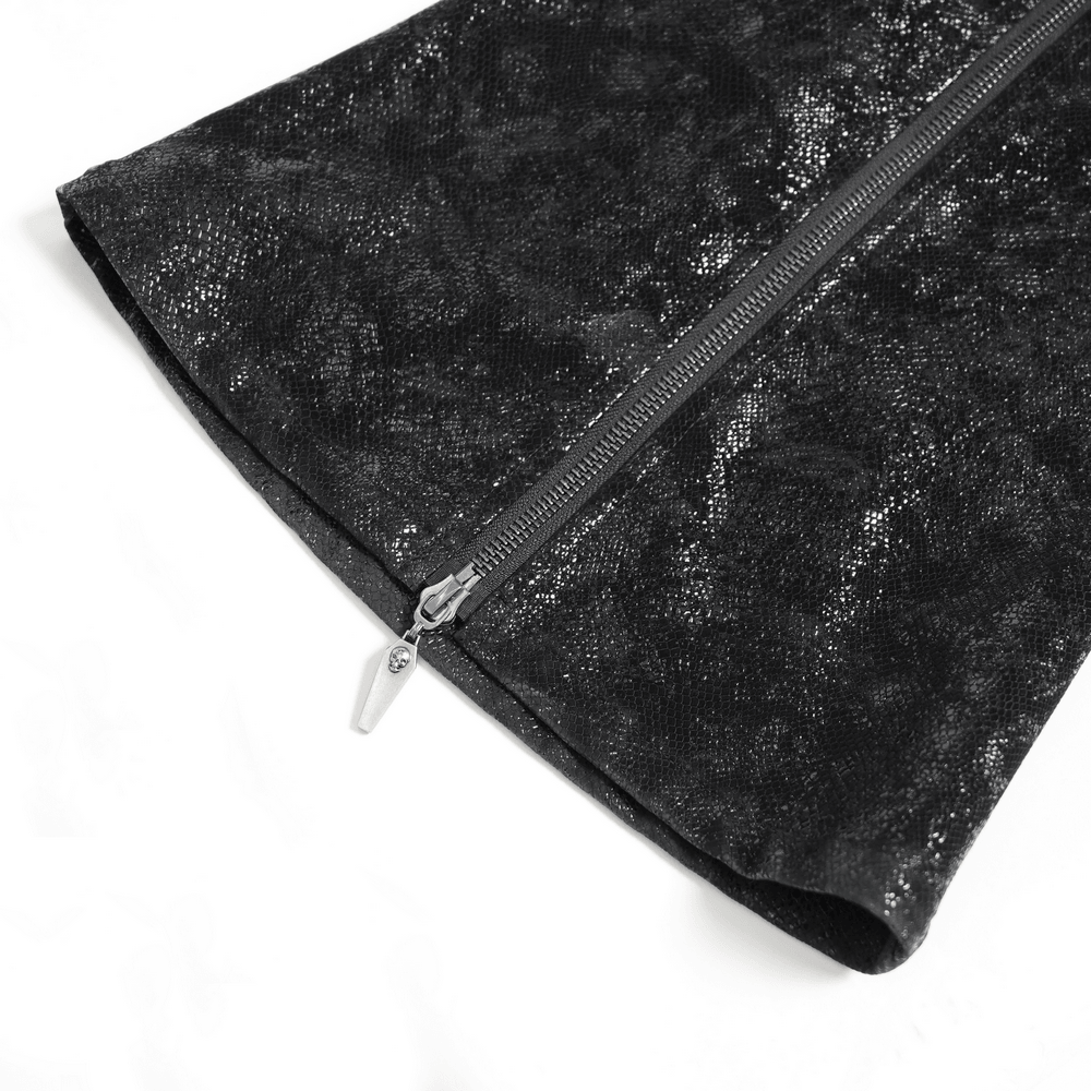 Black Gothic Chain Gaiters with Zippers and Spikes