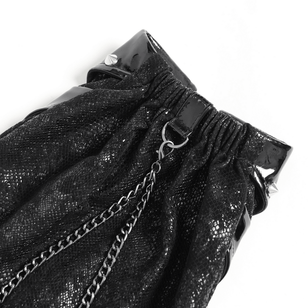 Black Gothic Chain Gaiters with Zippers and Spikes