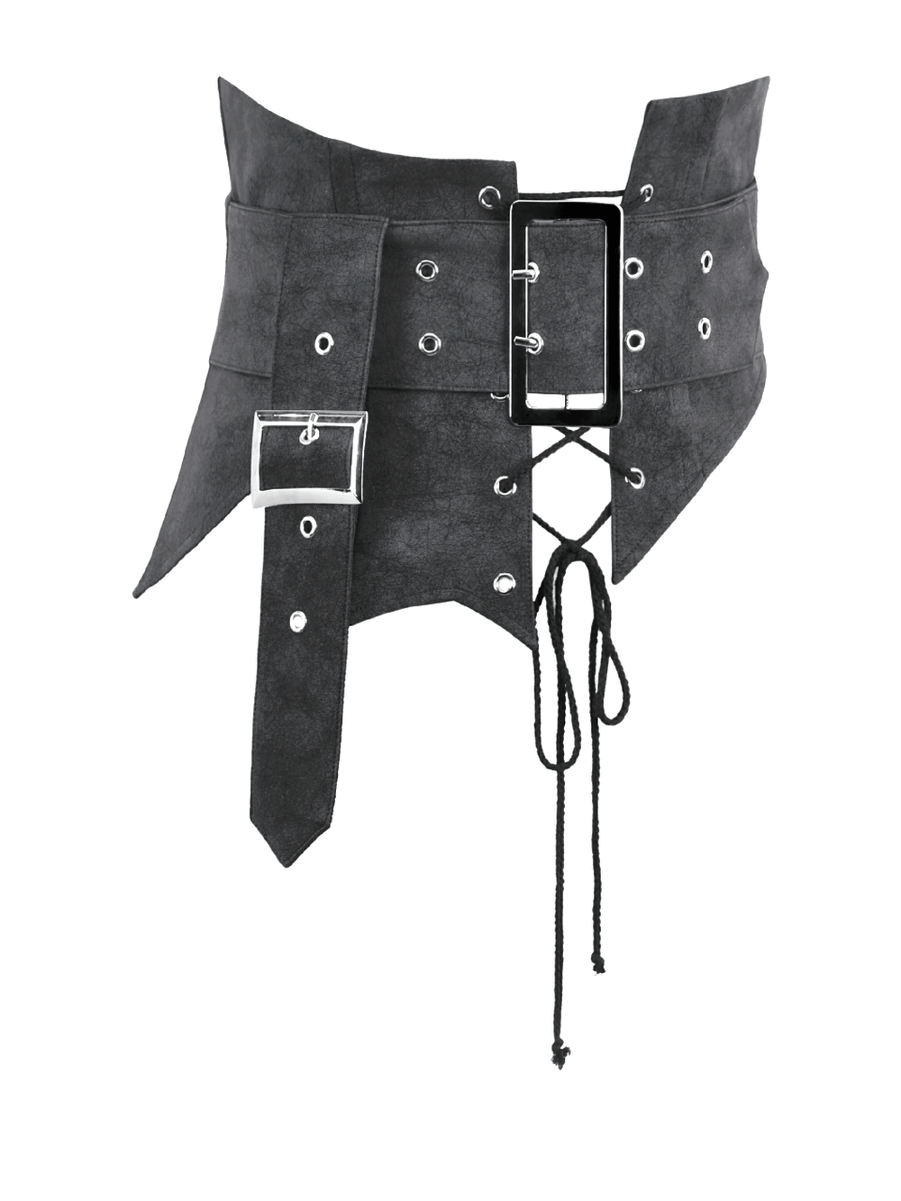 Black Gothic Corset Belt with Buckles and Lace-Up Back