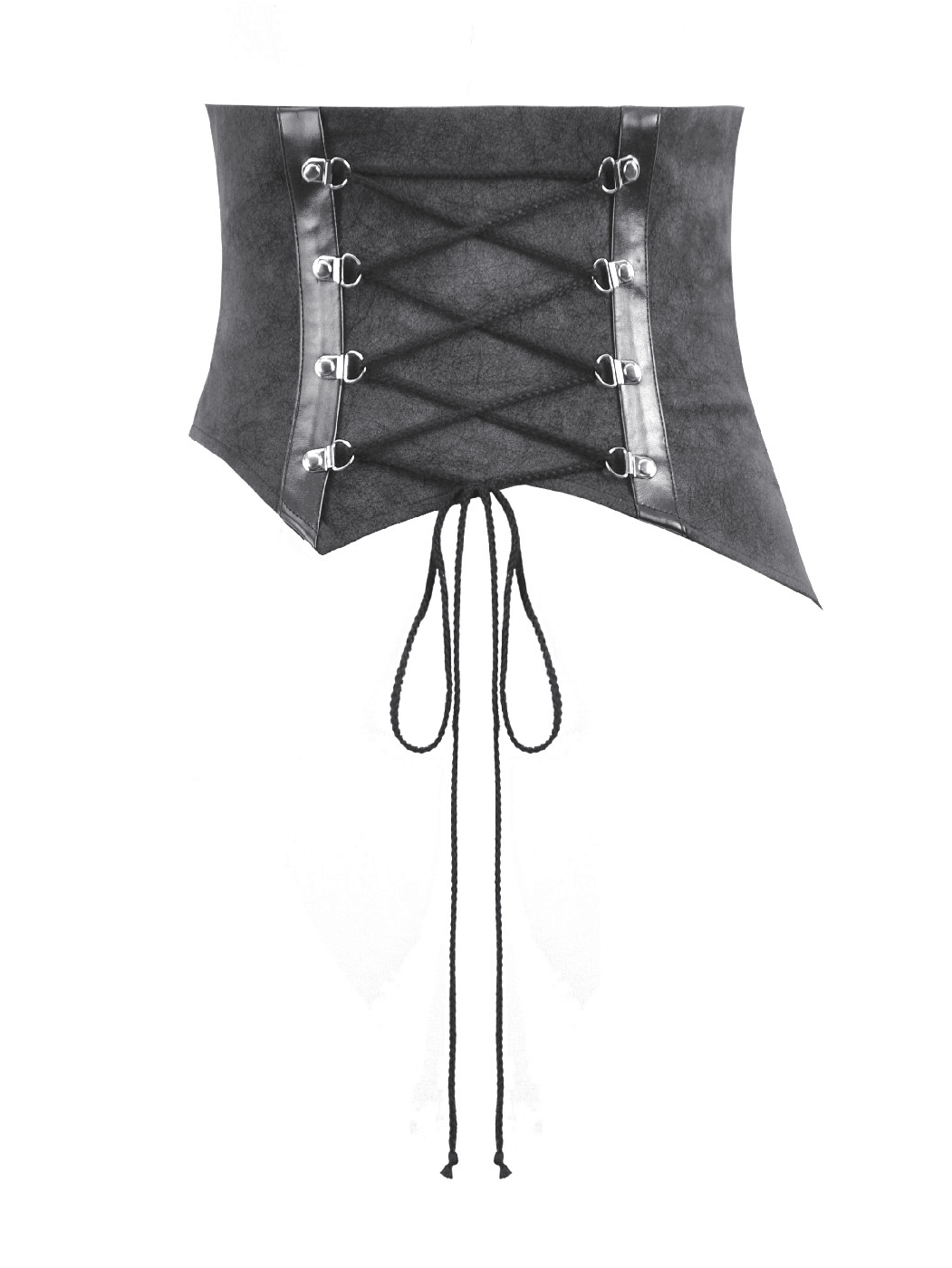 Black Gothic Corset Belt with Buckles and Lace-Up Back