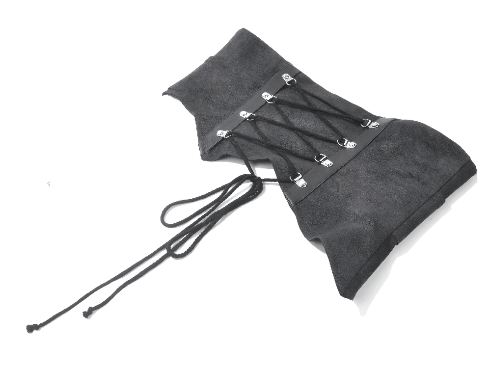 Black Gothic Corset Belt with Buckles and Lace-Up Back