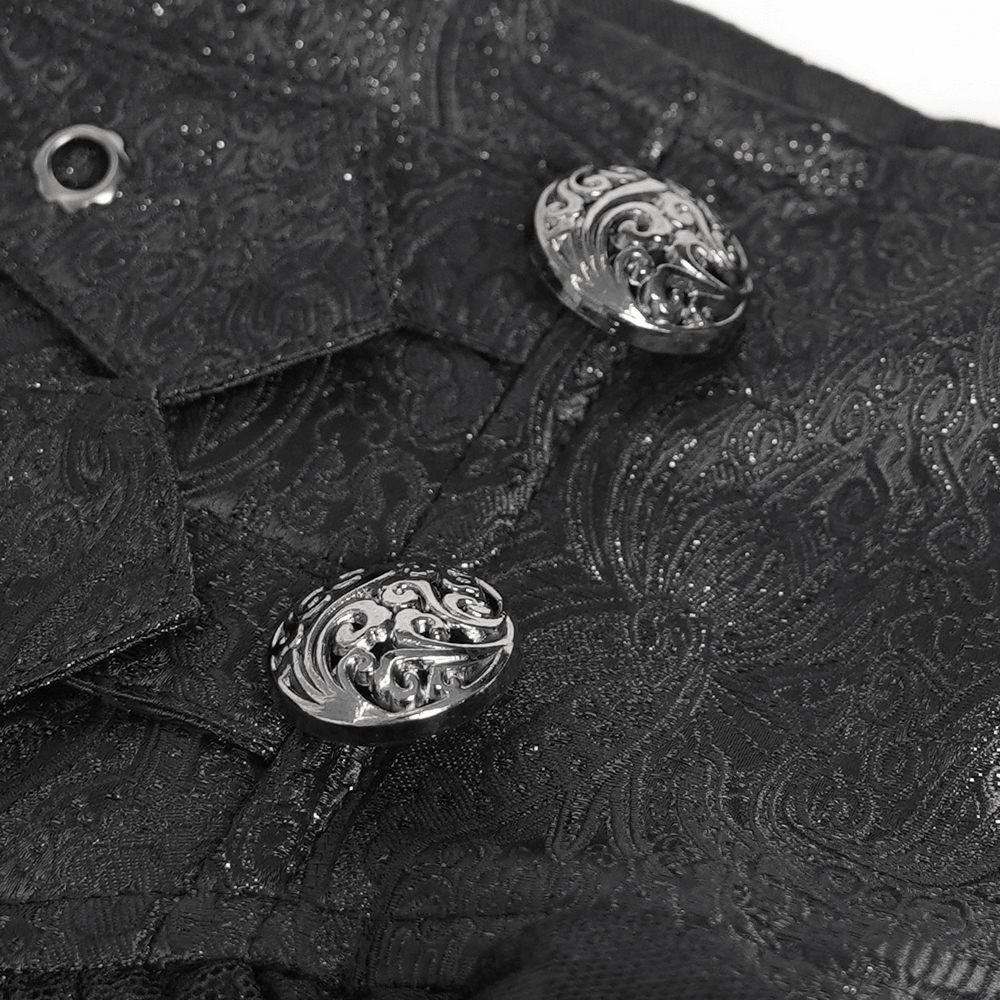 Black Gothic Corset Belt with Ruffles and Buckles