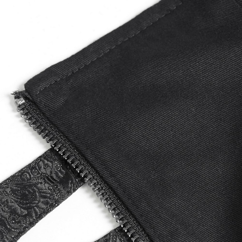 Black Gothic Corset Belt with Ruffles and Buckles