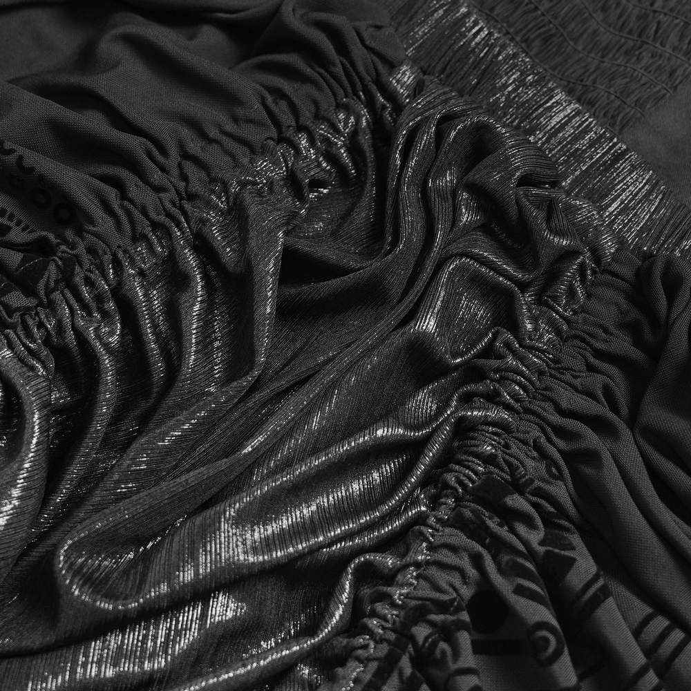 Black Gothic Corset Waist Mesh Maxi Skirt for Women
