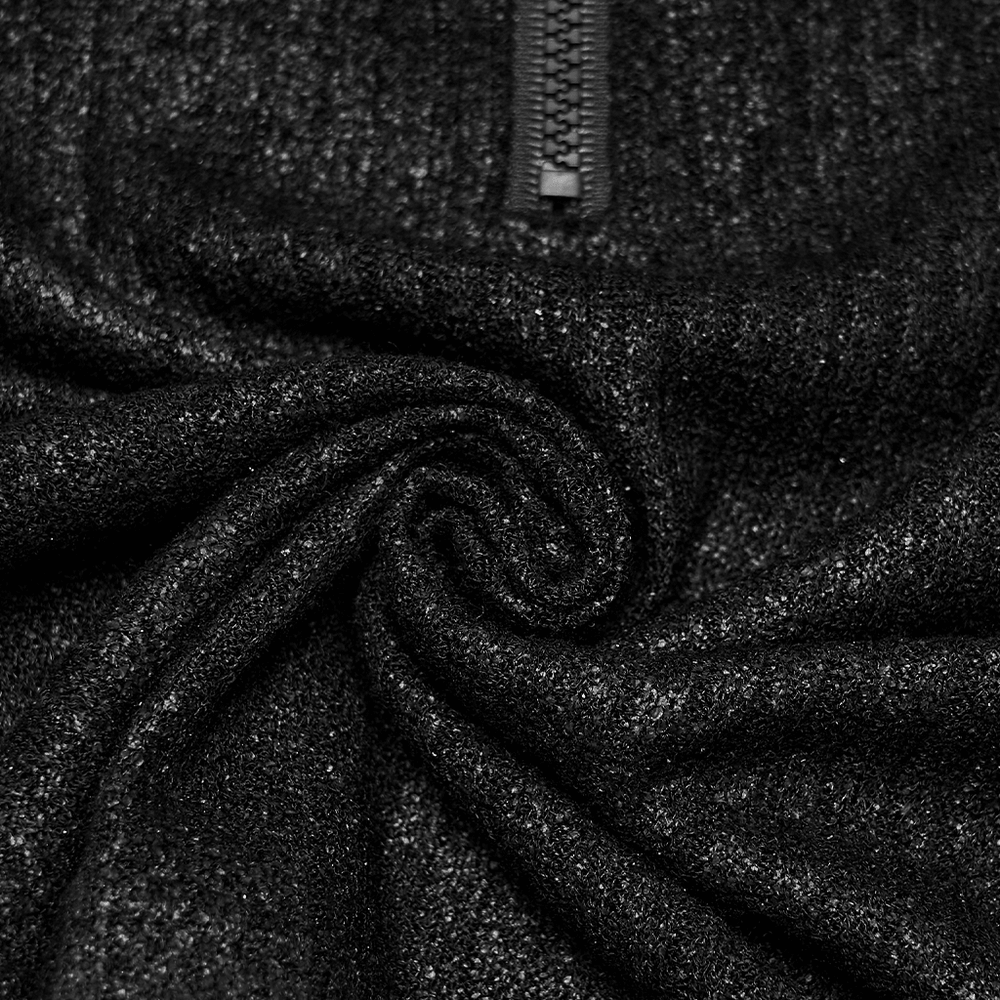 Black Gothic Cropped Top with Sheer Panel Details