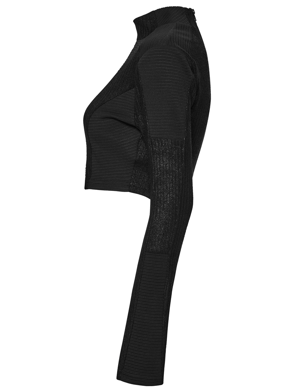 Black Gothic Cropped Top with Sheer Panel Details