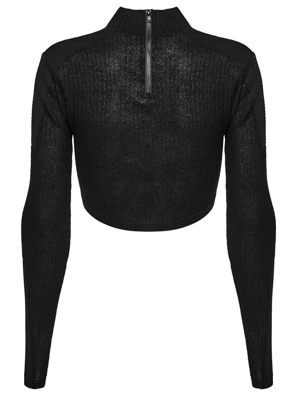 Black Gothic Cropped Top with Sheer Panel Details