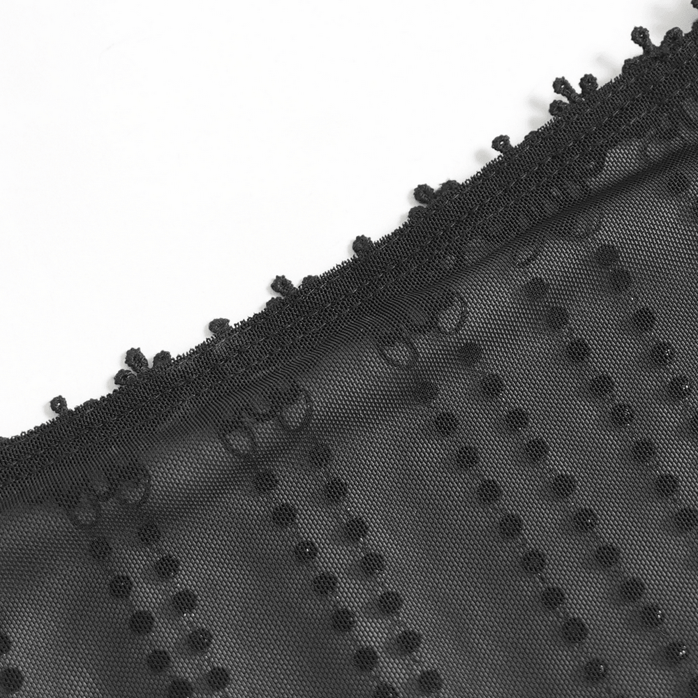 Black Gothic Face Veil Mask with Beaded Fringe
