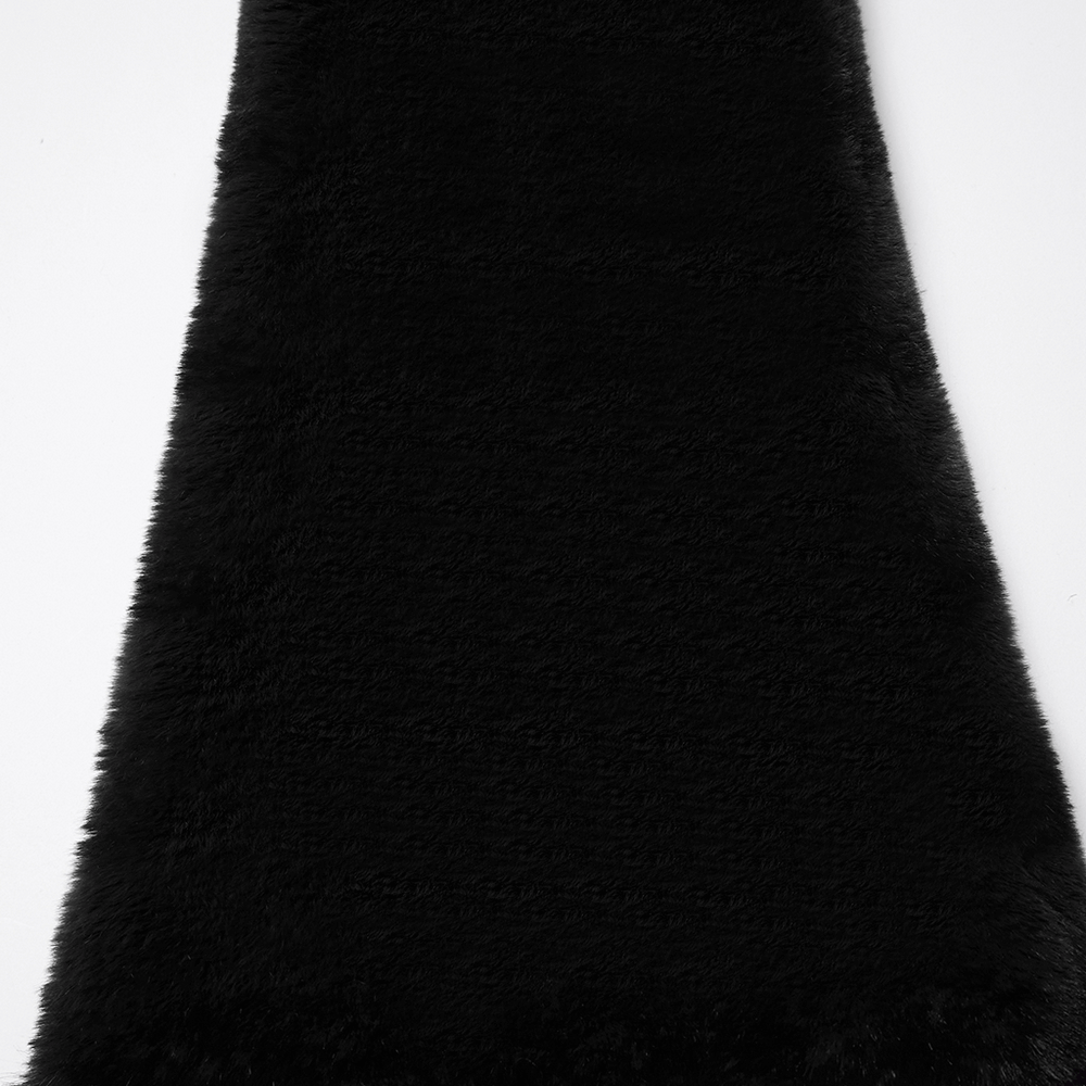 Black Gothic Fur Leg Warmers with Buckle Straps and Trim