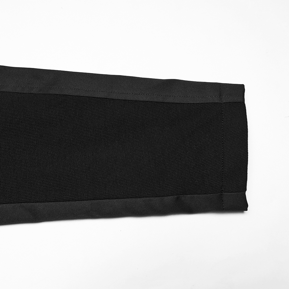 Black Gothic Hooded Coat with Tactical Strap Details