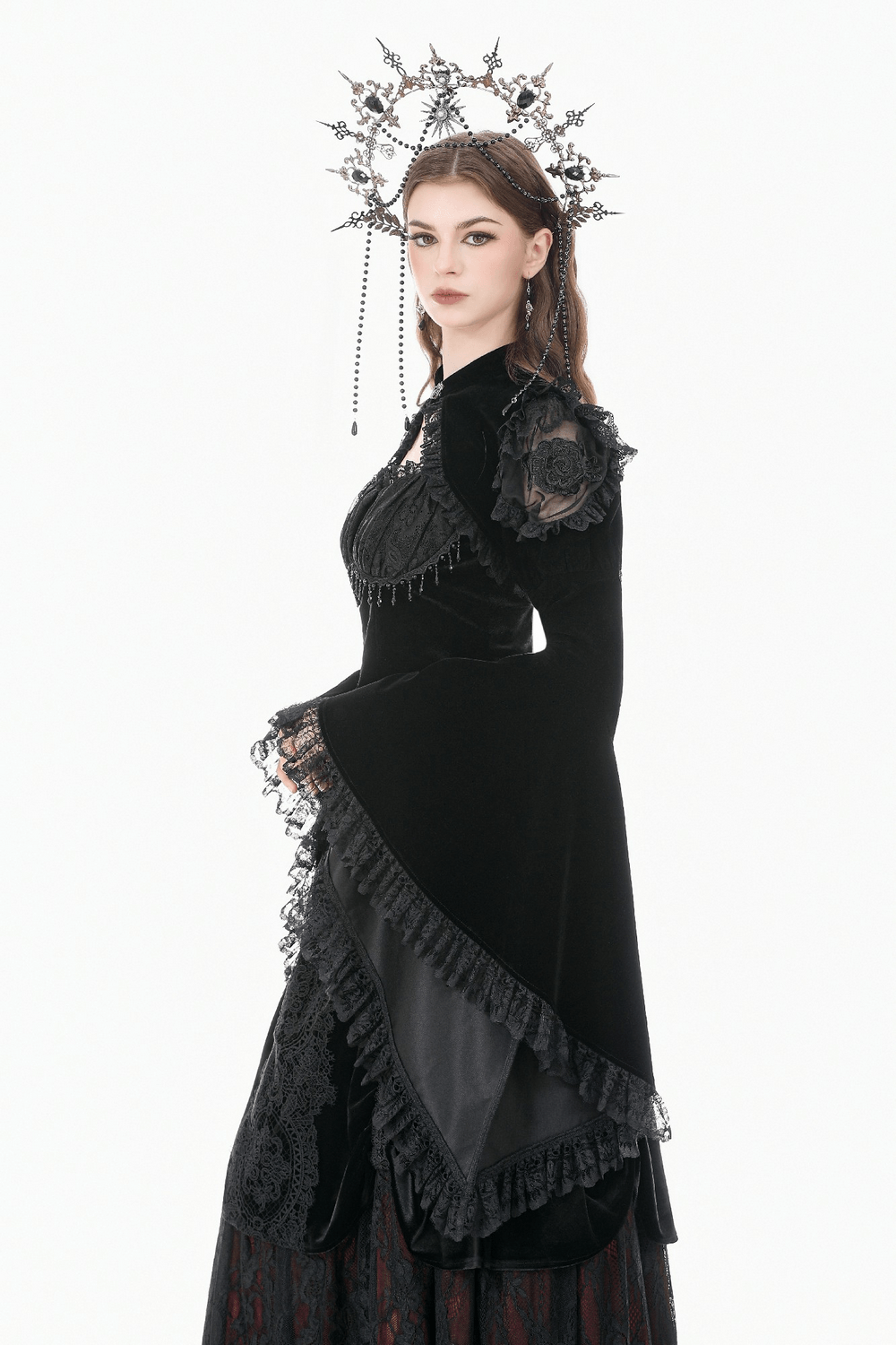 Black Gothic Lace Bolero Shrug with Bell Sleeves