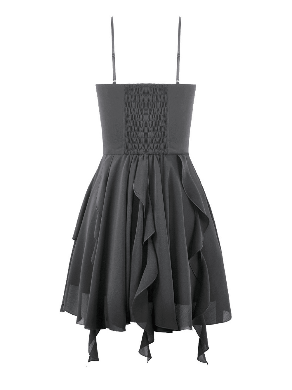 Black Gothic Lace Cami Dress with Asymmetric Hem