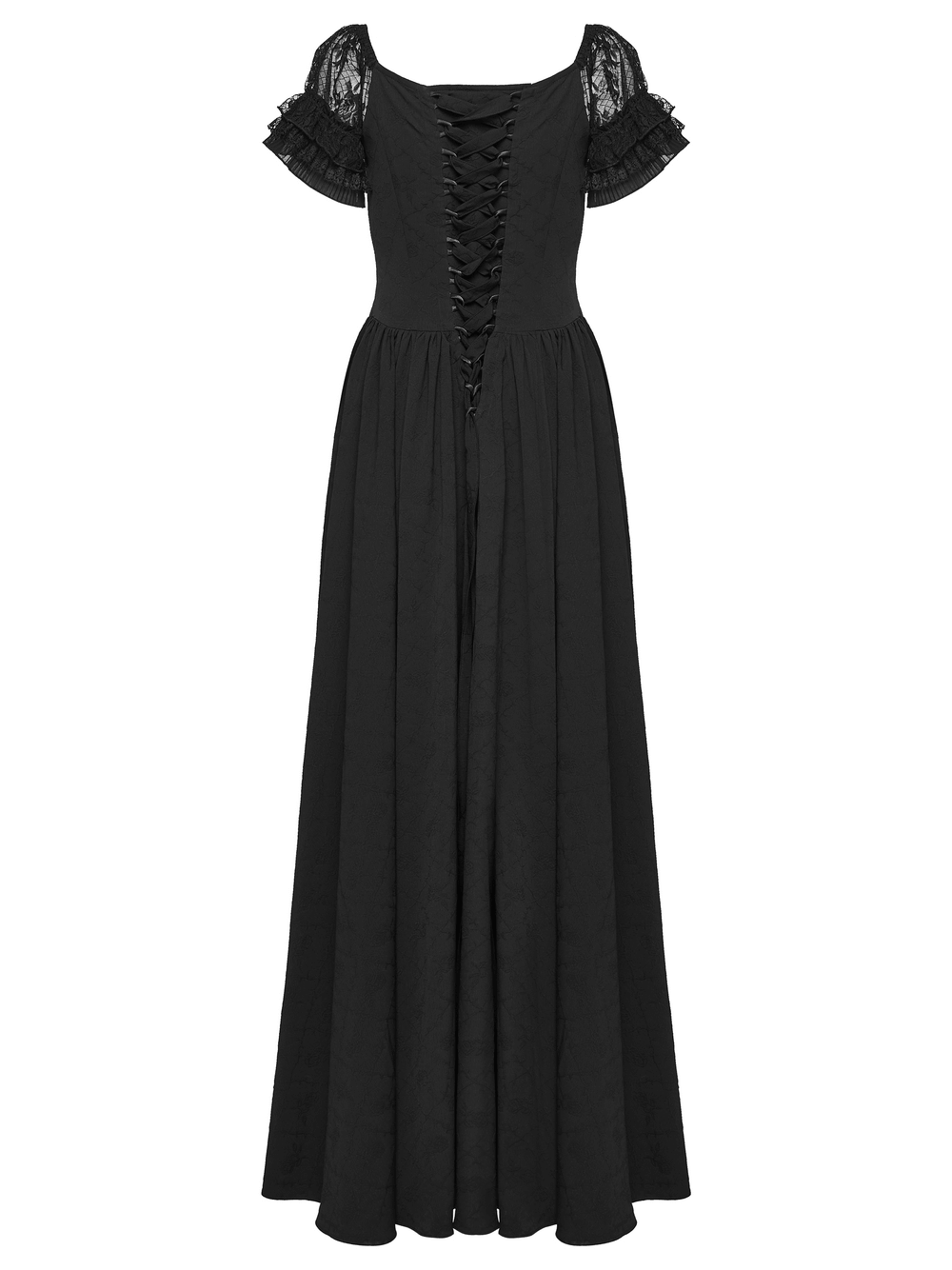 UK SALE of Black Gothic Lace Corset Maxi Dress with Victorian Style
