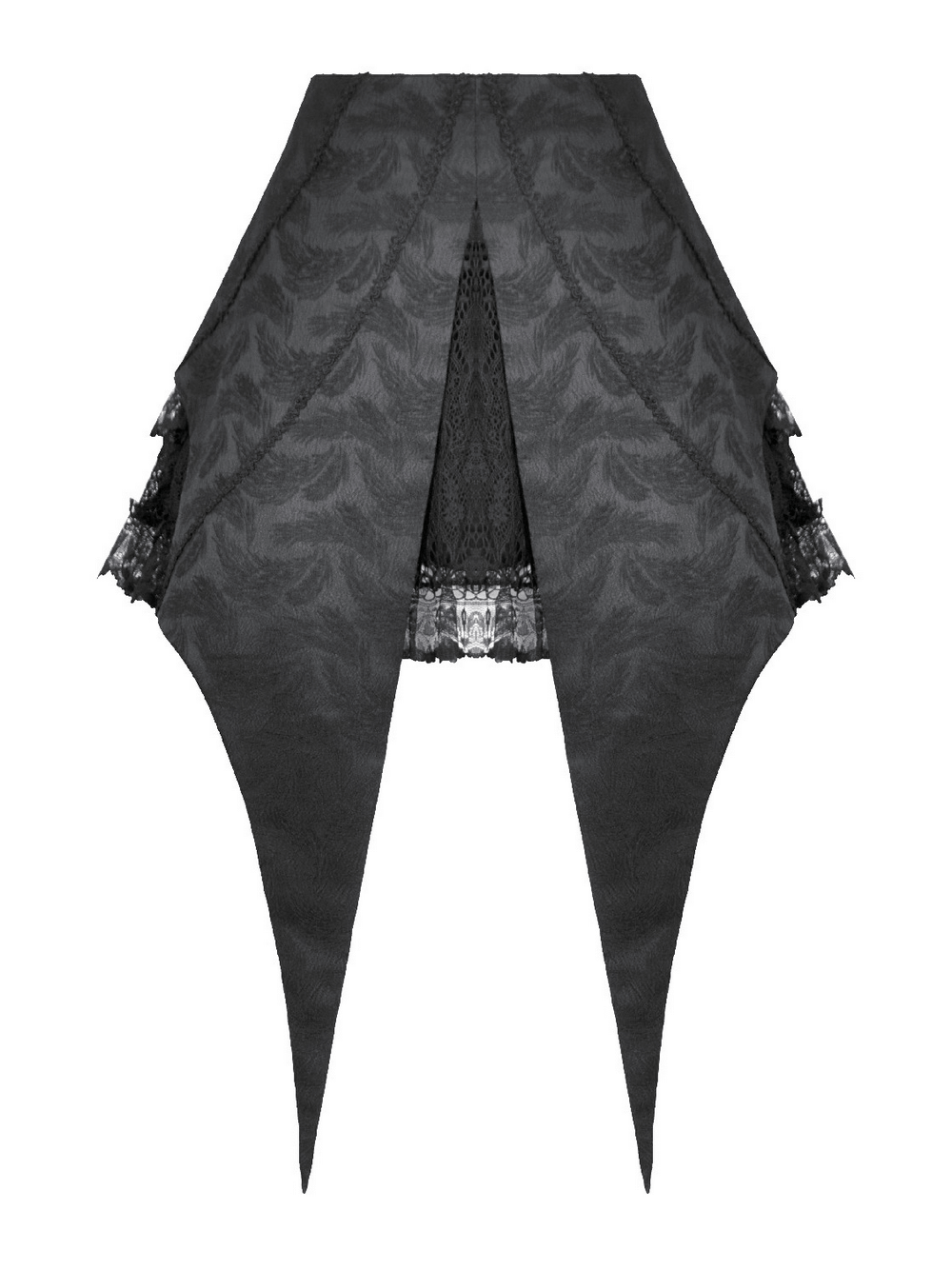 Black Gothic Lace-Up Layered High Low Bustle Skirt
