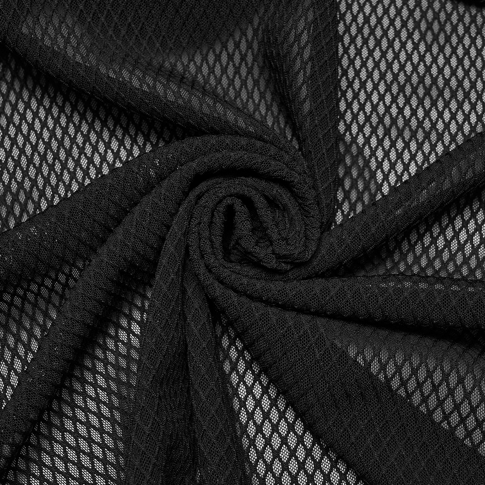 Black Gothic Mesh Maxi Skirt with Side Slit Detail