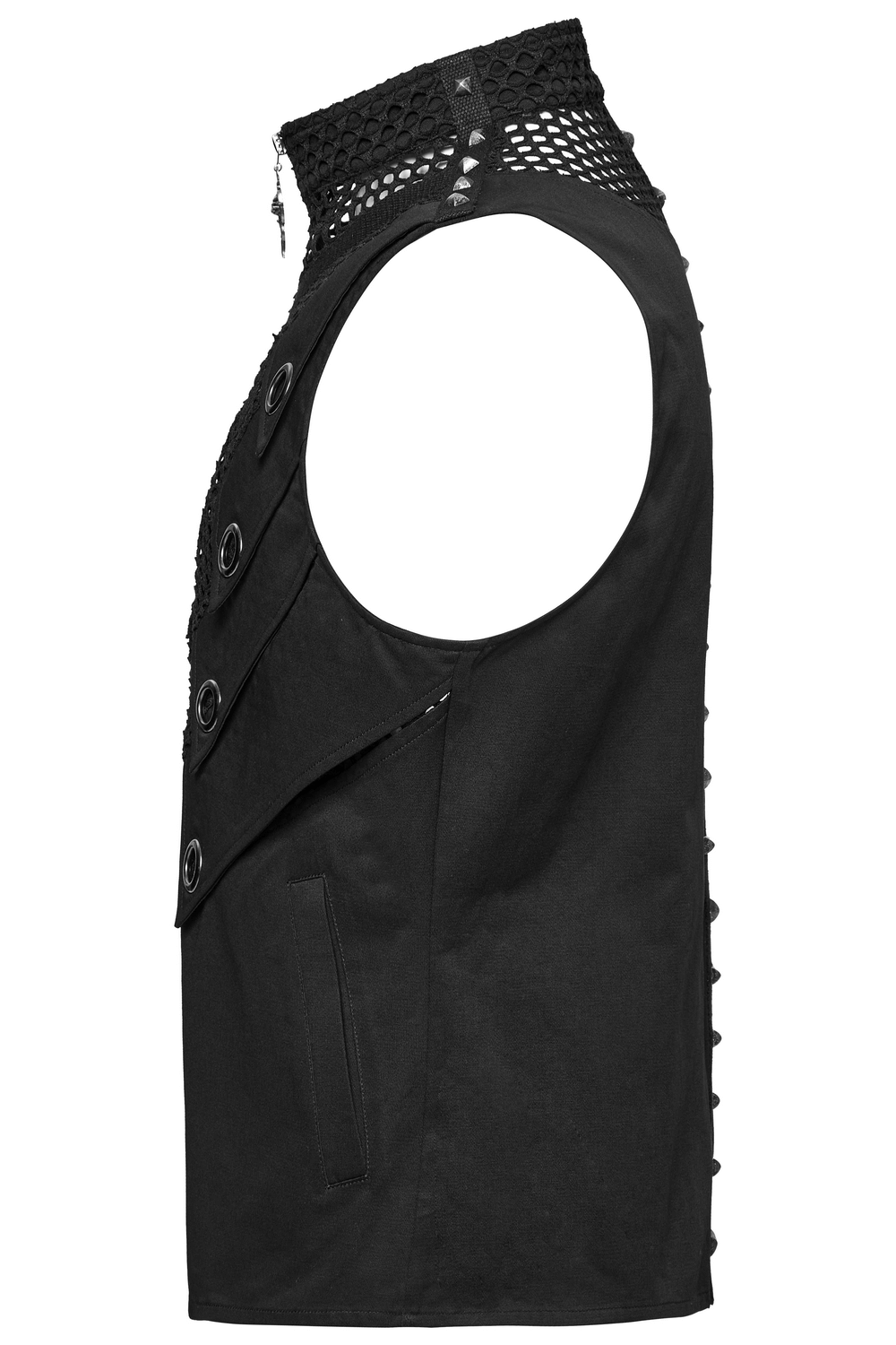 Black Gothic Mesh Vest with Metal Eyelet Accents
