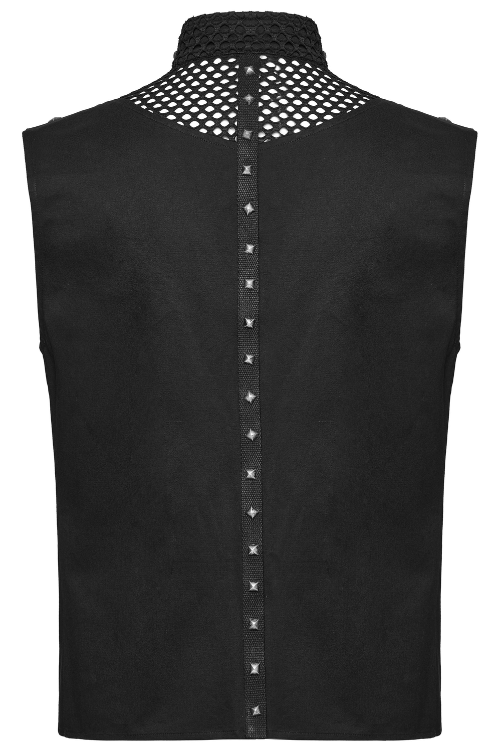 Black Gothic Mesh Vest with Metal Eyelet Accents