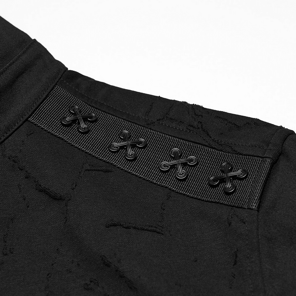 Black Gothic Military Shirt with Studded Shoulder Detail