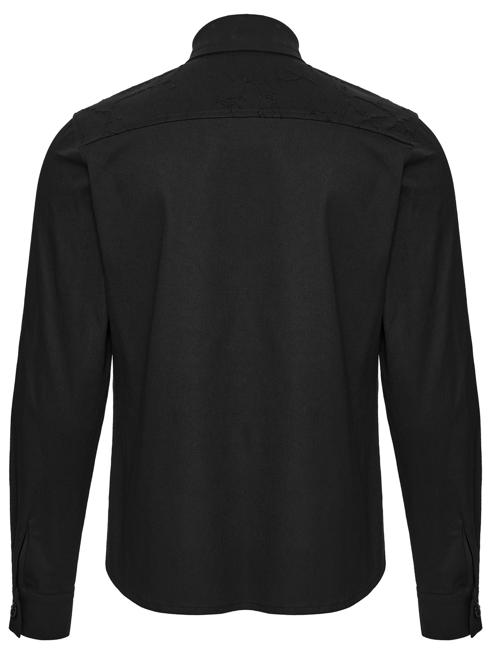 Black Gothic Military Shirt with Studded Shoulder Detail