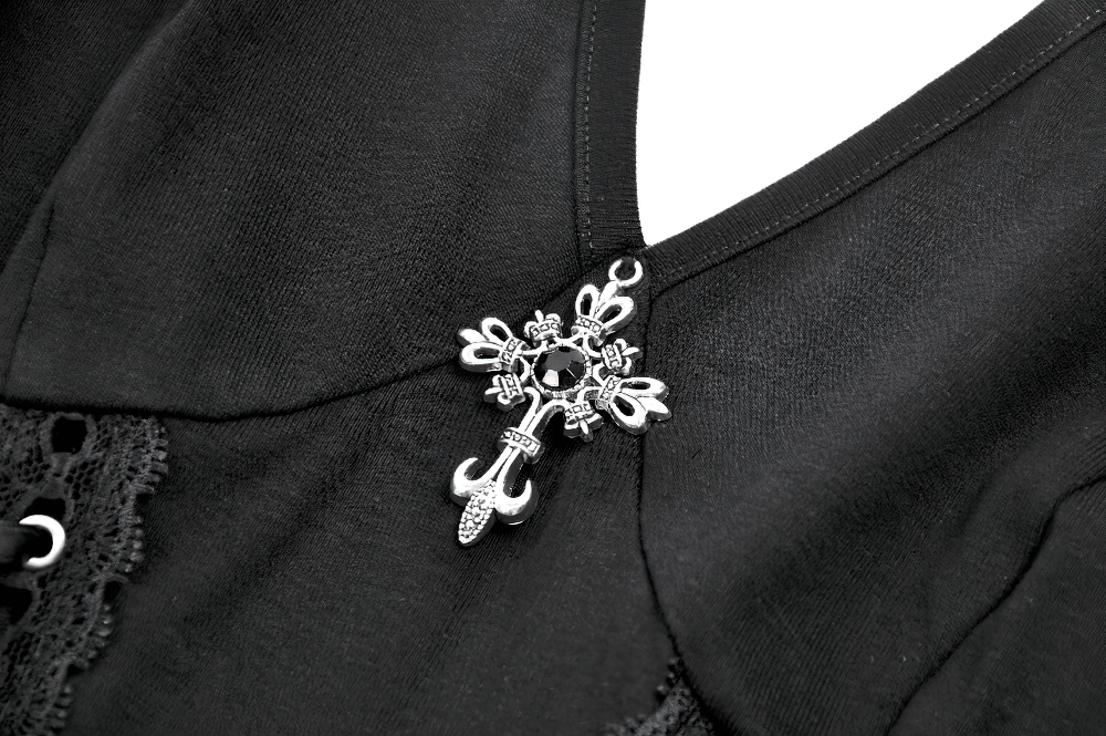 Black Gothic Mini Dress with Side Corset Lacing