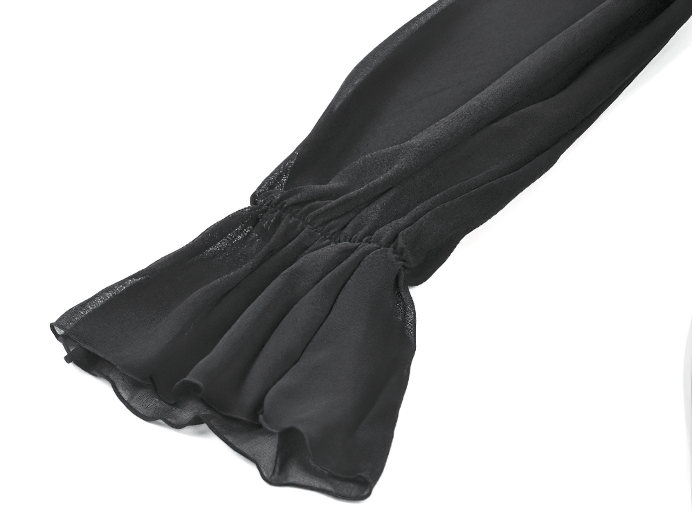 Black Gothic Off-Shoulder Dress with Ruffle Layers