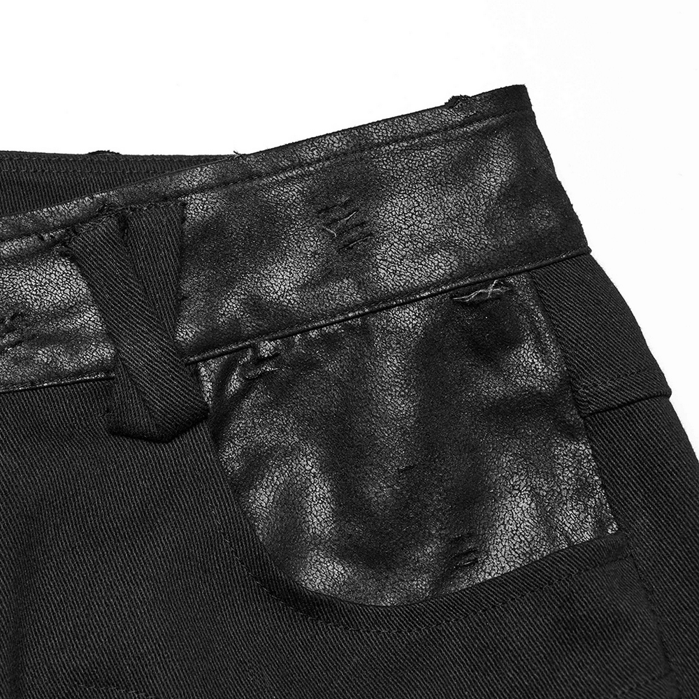 Black Gothic Pants with Pleated Panels and Rivets