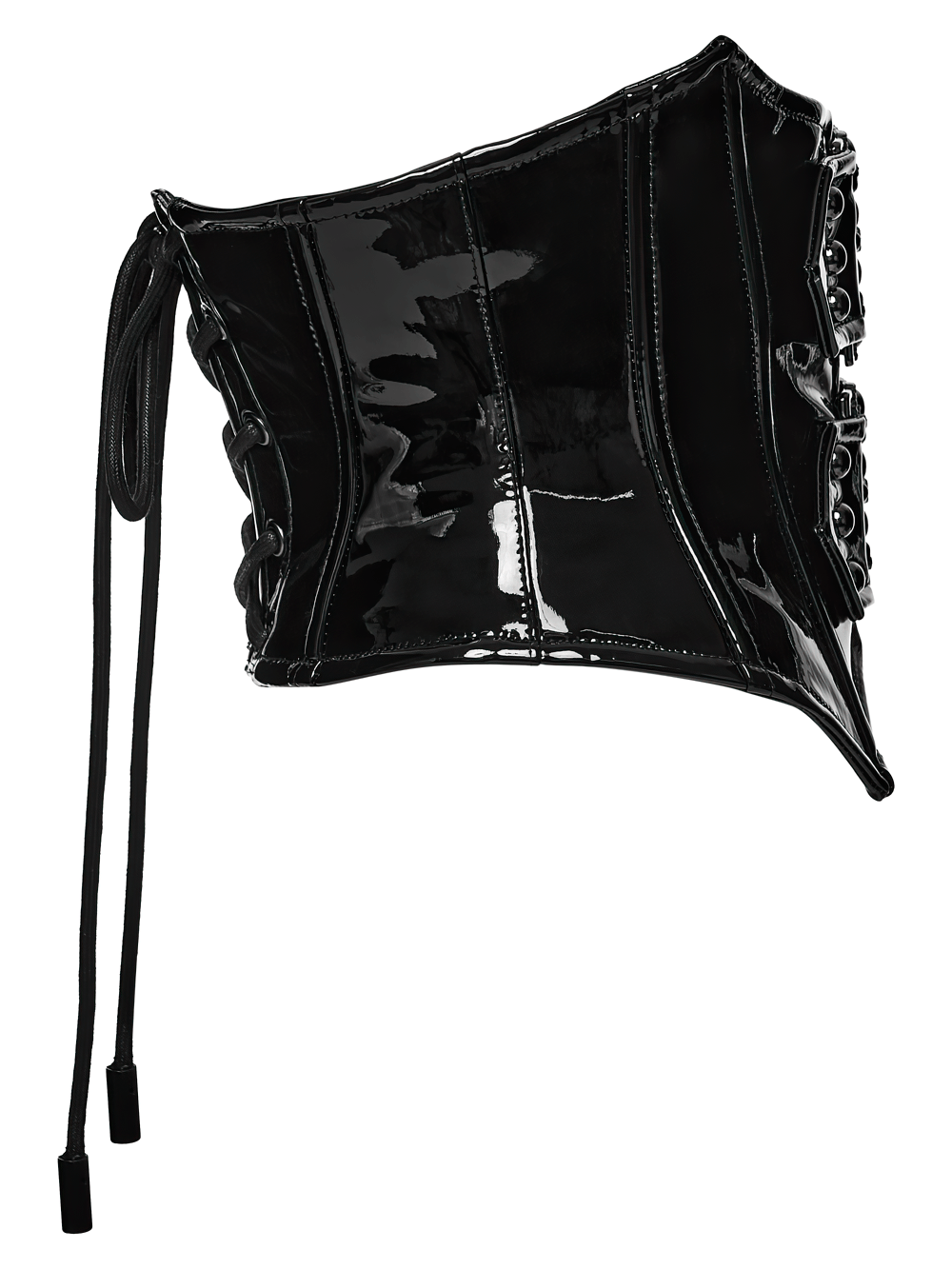 Black Gothic Patent Corset Belt with Skull Buckles