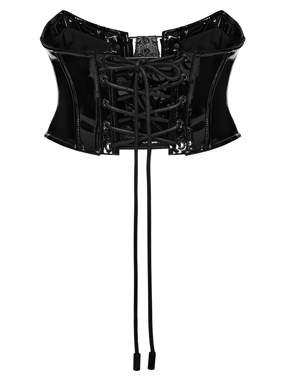 Black Gothic Patent Corset Belt with Skull Buckles
