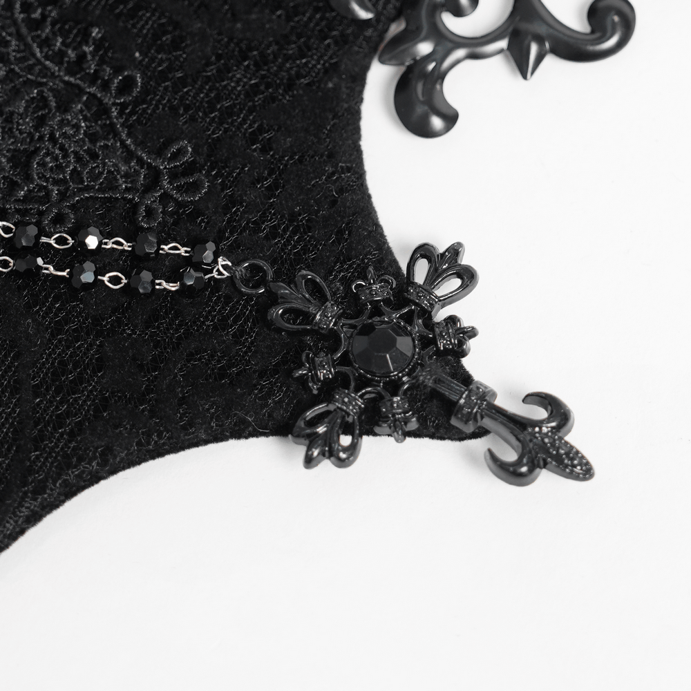 Black Gothic Rose Crown Headpiece With Lace Wings
