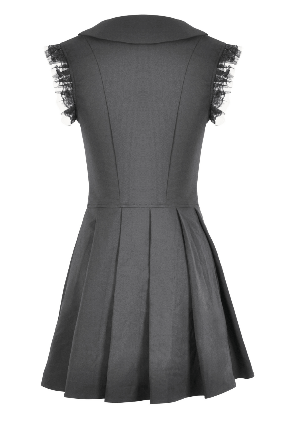 Black Gothic Sleeveless Dress with Lace Trim and Bows
