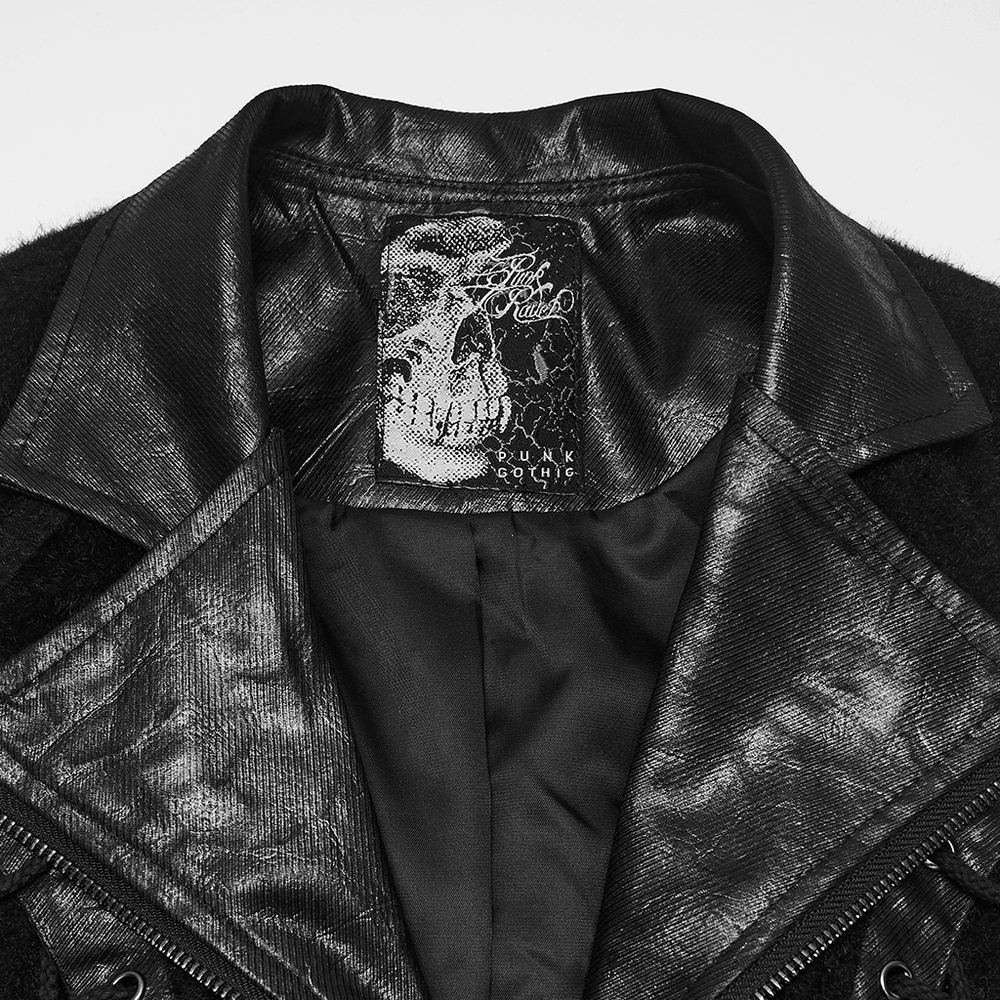 Black Gothic Utility Vest with Buckles and Corset Lacing