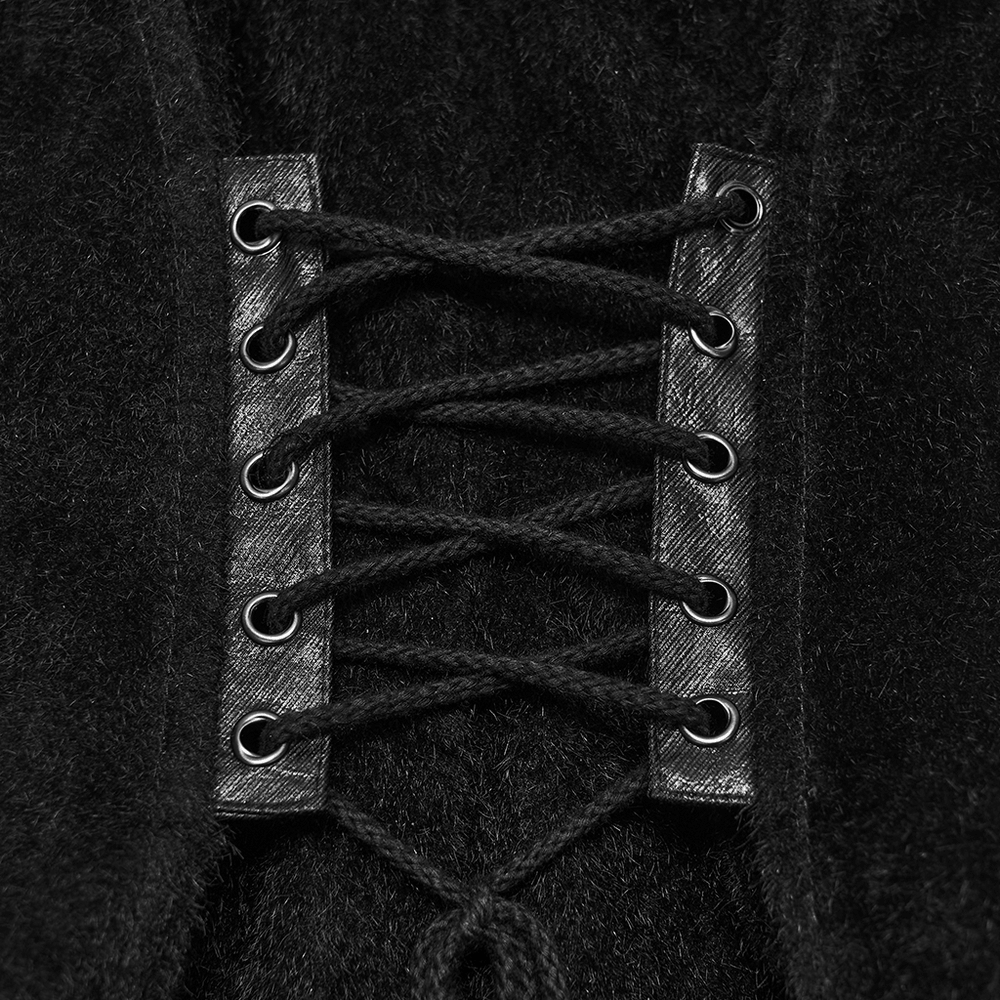 Black Gothic Utility Vest with Buckles and Corset Lacing