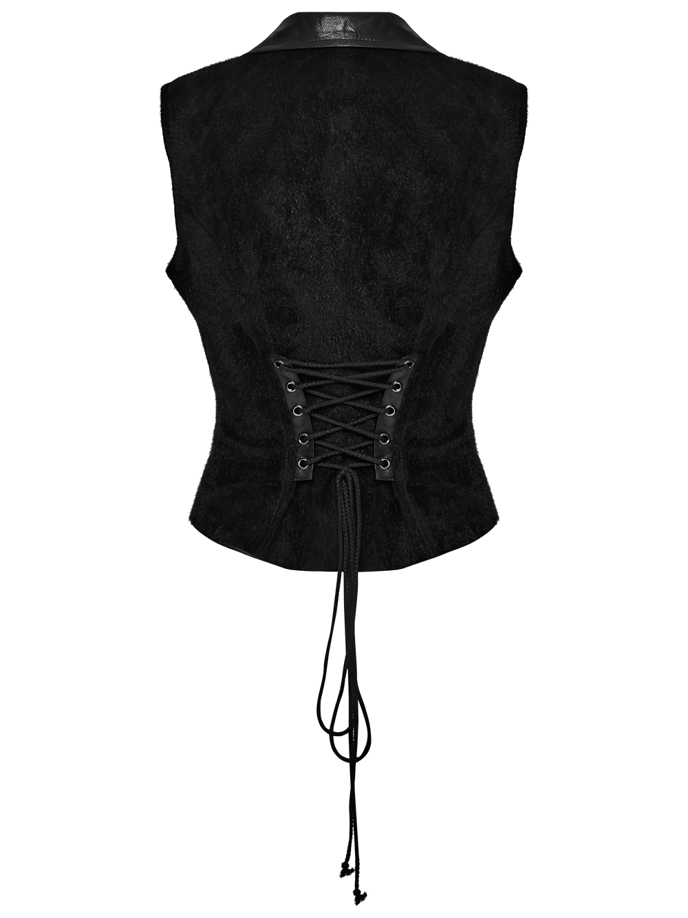 Black Gothic Utility Vest with Buckles and Corset Lacing