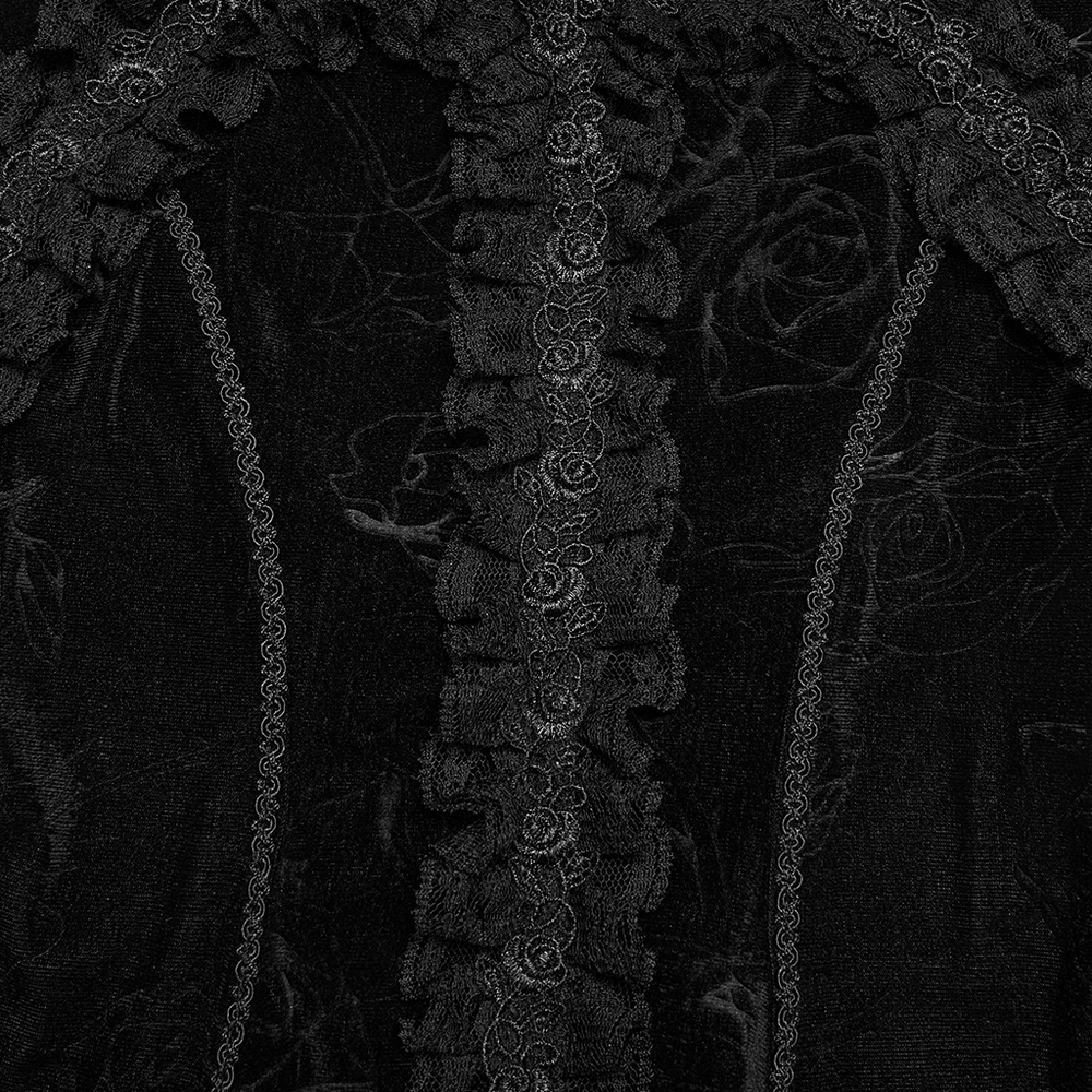 Black Gothic Velvet Lace Blouse with Corset Back
