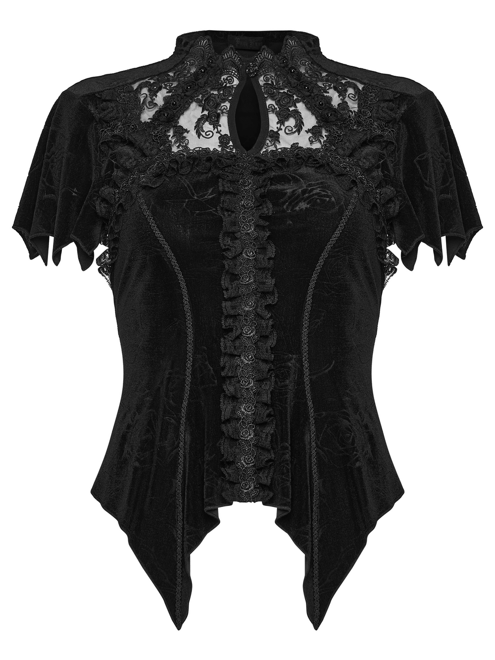 Black Gothic Velvet Lace Blouse with Corset Back