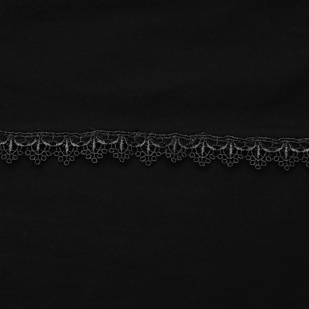 Black Gothic Velvet Rose Lace High-Low Fishtail Skirt