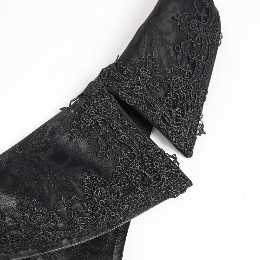 Black Gothic Waistcoat With Lace Lapel and Buttons