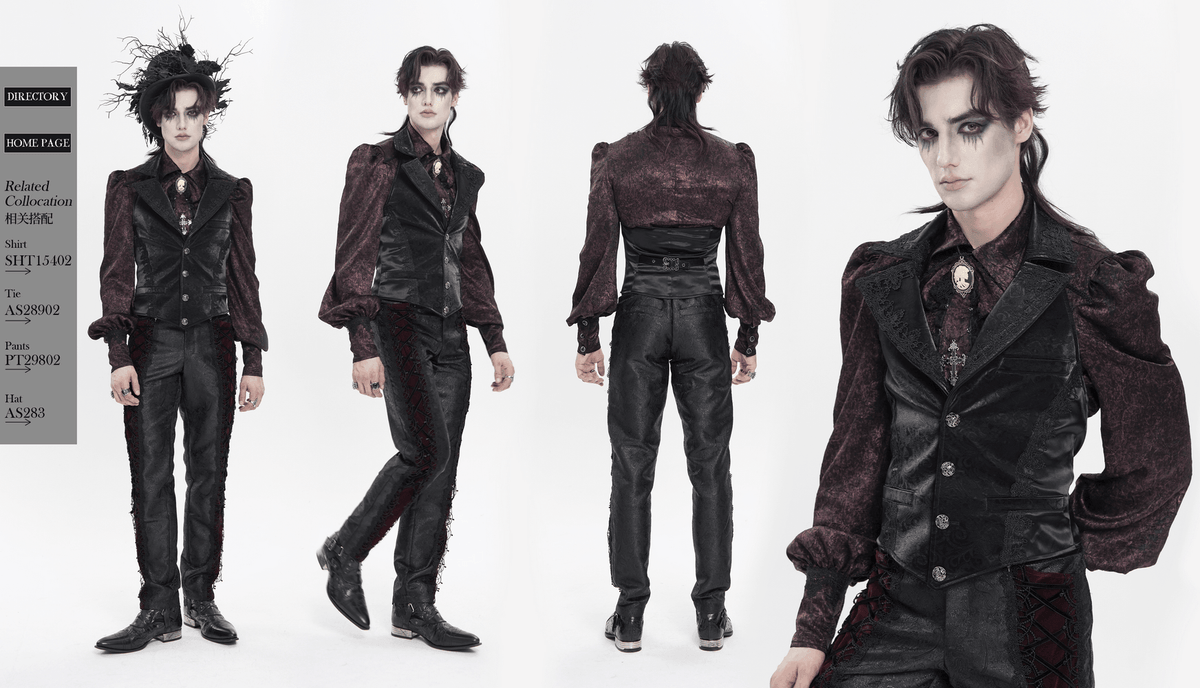 Black Gothic Waistcoat With Lace Lapel and Buttons