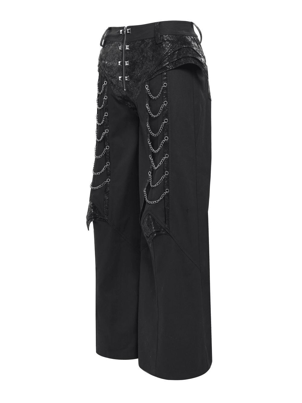 Black Gothic Wide Leg Pants with Chains and Studs
