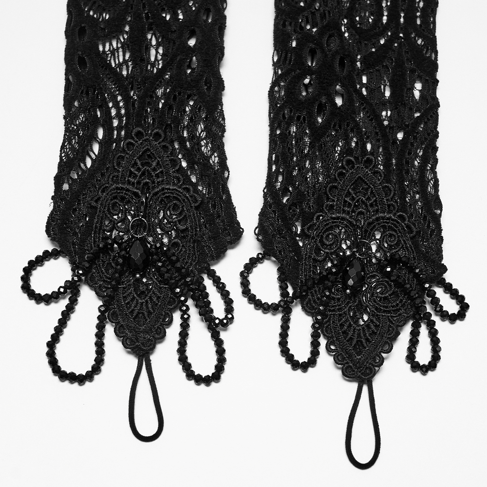 Black Lace Gothic Fingerless Arm Warmer Gloves