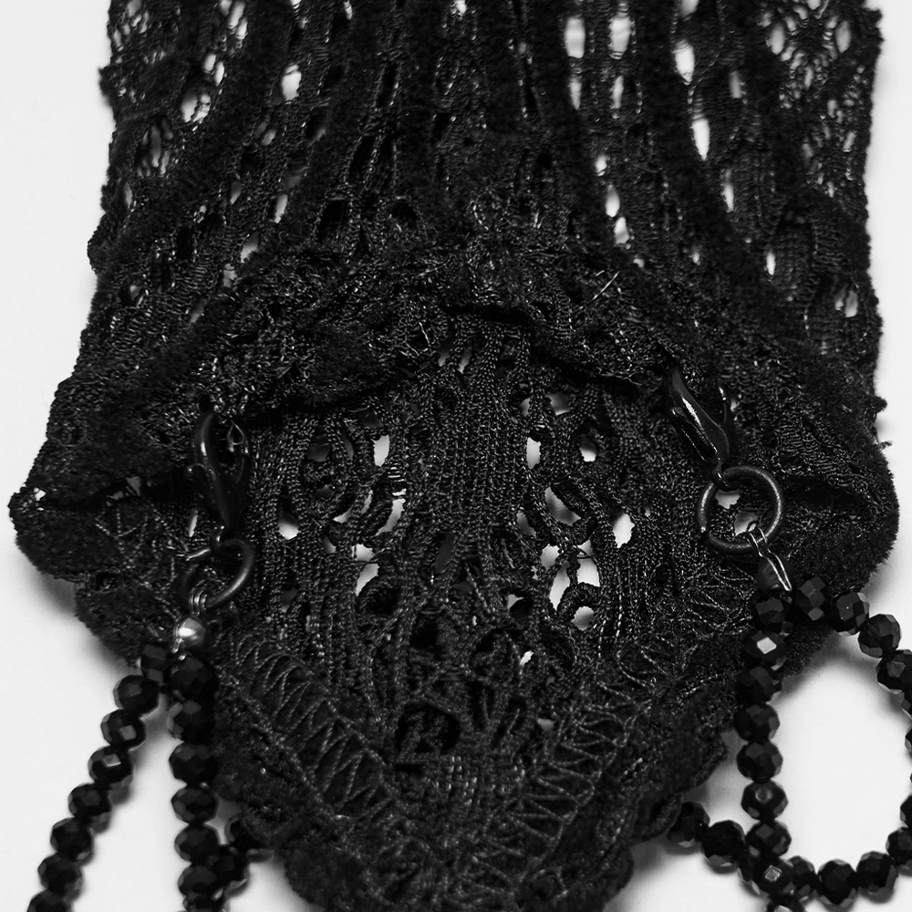 Black Lace Gothic Fingerless Arm Warmer Gloves